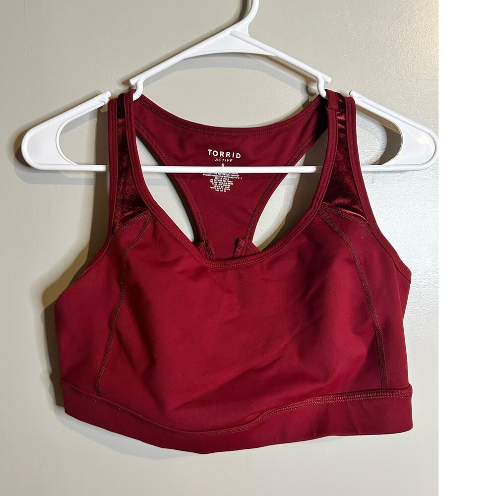 Torrid Burgundy  Red Velvet  Wicking Active Sports Bra, Size 0